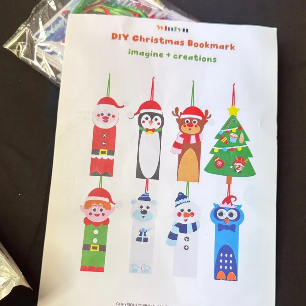 Winlyn DIY Christmas Bookmark Set - Festive Multi-Color image create 8 designs